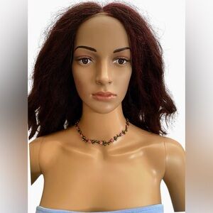 Park Lane vintage pink green rhinestone flower link choker necklace